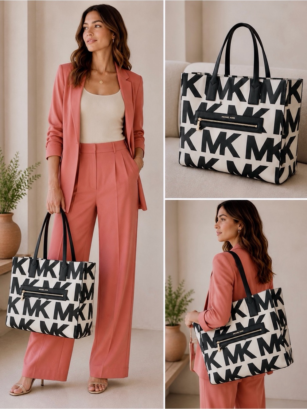 Michael Kors Kenly Large Graphic MK Signature Tote LIKE NEW